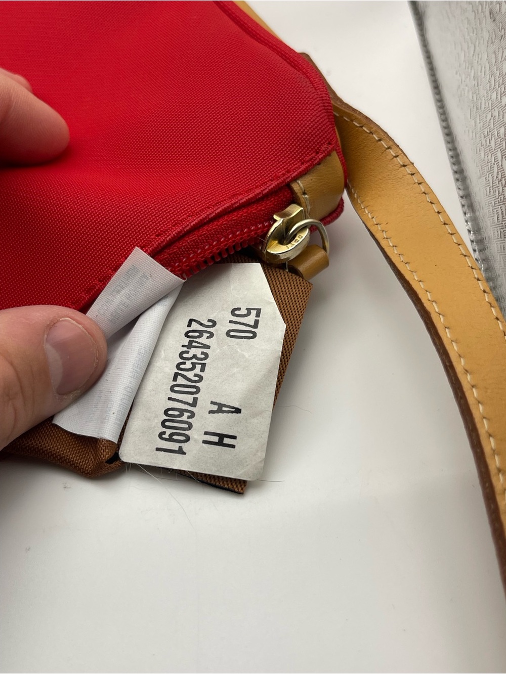 Brics Red Canvas & leather Crossbody with Tan Leather Strap Made in Italy - Picture 6 of 7